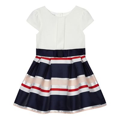 Girls' navy striped mock dress